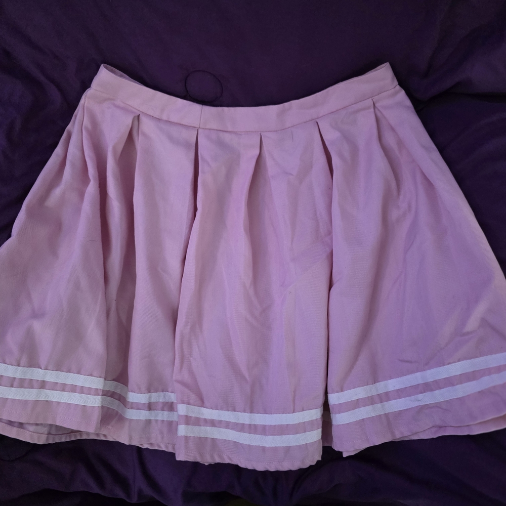 Hot Topic Light Pink Mini Skirt with White Stripes